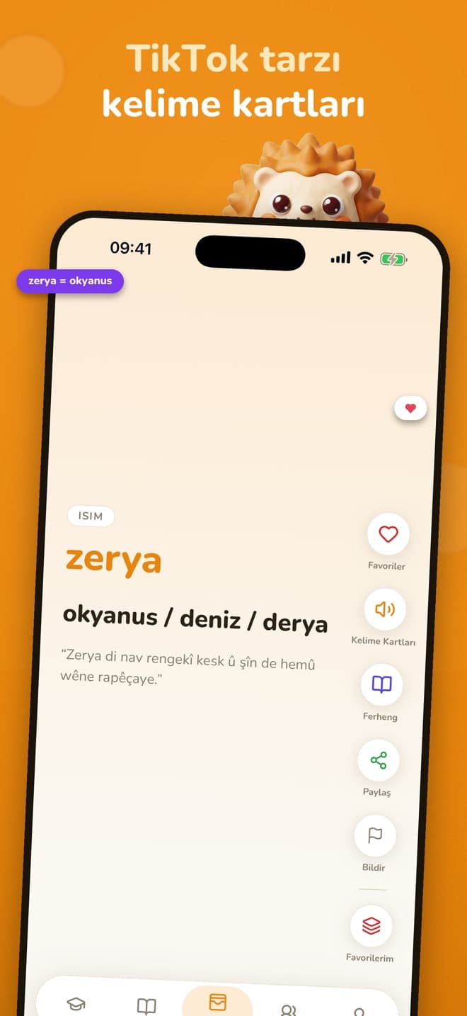 Jûjî kelime kartları ekranı